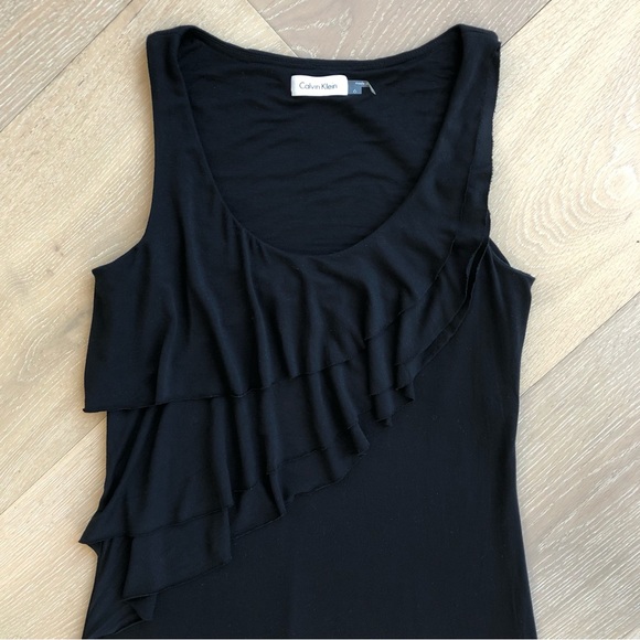 ⭐️Calvin Klein⭐️Black 54" Long Maxi Sleeveless Ruched Beach Evening Dress Size 6 - Picture 10 of 16